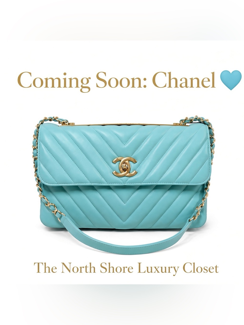 Chanel Quilted Chevron Flap Bag in Turquoise